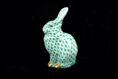 Lot 302 - A Herend porcelain figure of a seated rabbit...