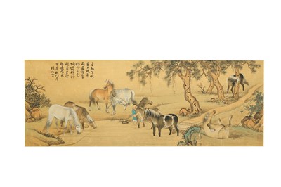 Lot 663 - A CHINESE PAINTING OF EIGHT HORSES OF WANG MU....