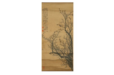 Lot 679 - A CHINESE ‘PLUM TREE’ HANGING SCROLL. Ink on...