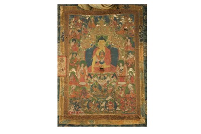 Lot 588 - A SINO-TIBETAN THANGKA HANGING SCROLL OF...