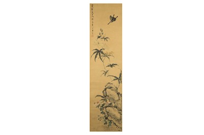 Lot 668 - A CHINESE ‘FLOWERS AND BUTTERFLY’ HANGING...