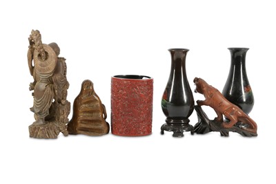Lot 240 - A collection of Chinese wood carvings.