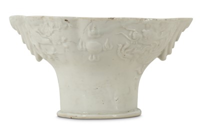 Lot 9 - A LARGE CHINESE BLANC-DE-CHINE LIBATION CUP.