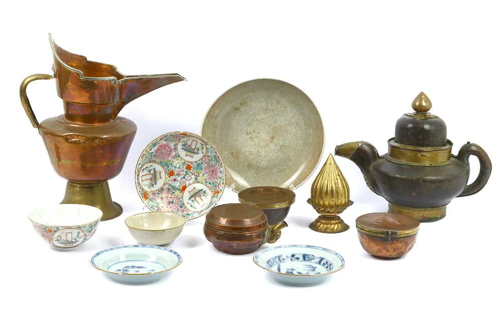 Lot 93 - A collection of Tibetan metal ware and Chinese...