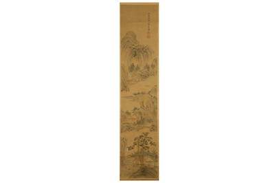 Lot 677 - A CHINESE ‘LANDSCAPE’ HANGING SCROLL. Ink and...