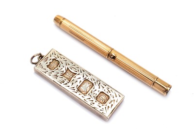 Lot 111 - A Victorian 10 carat gold propelling pencil,...