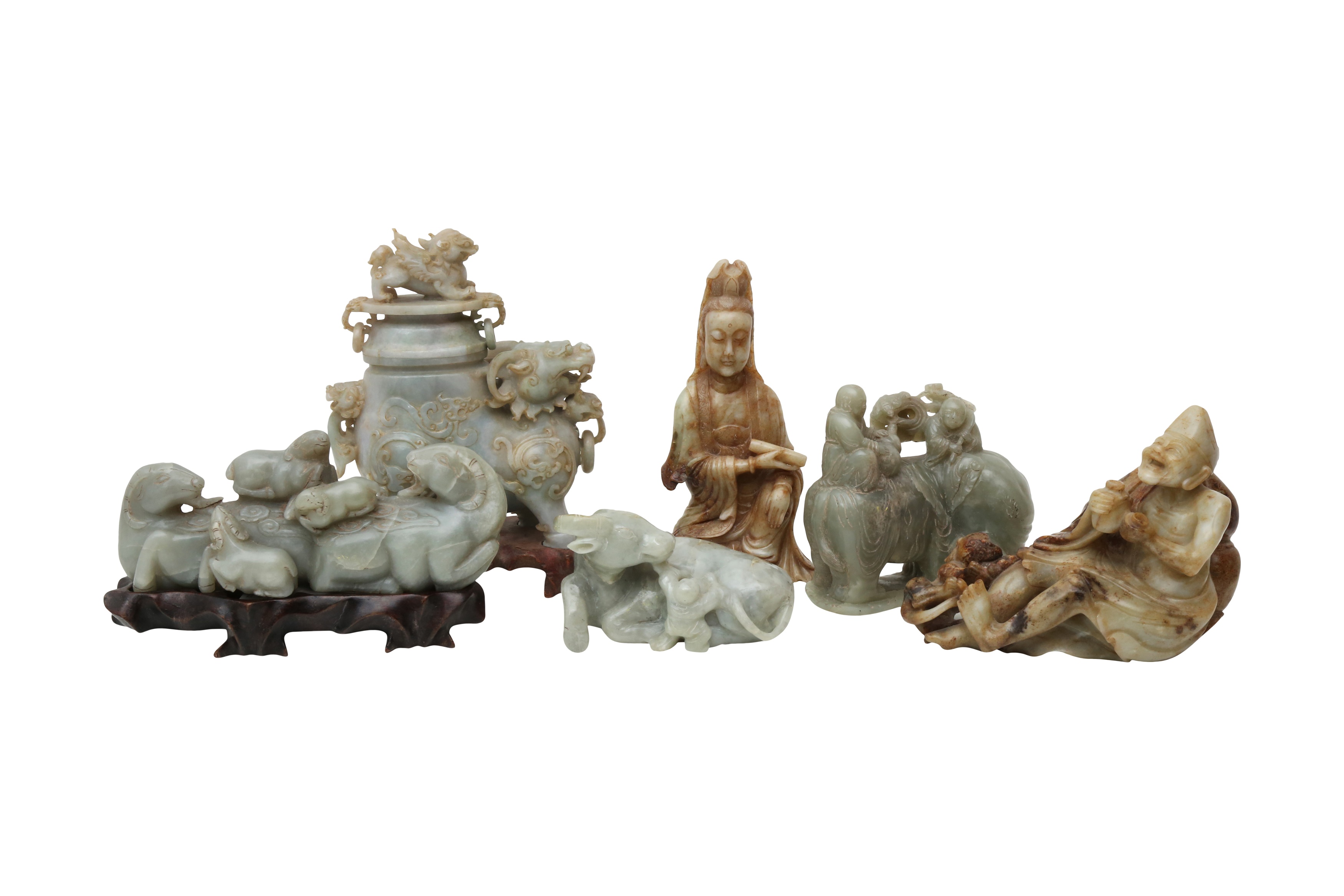 Lot 208 SIX CHINESE JADE CARVINGS.