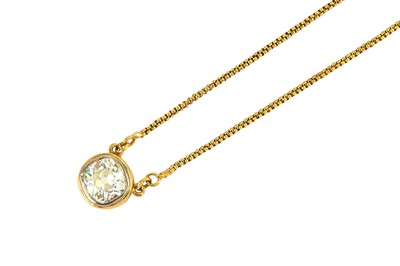Lot 50 - A diamond single-stone pendant necklace The...