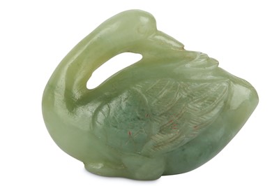 Lot 296 - A CHINESE PALE CELADON JADE CARVING OF A GOOSE....