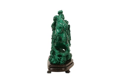 Lot 71 - A CHINESE MALACHITE CARVING OF A WARRIOR.