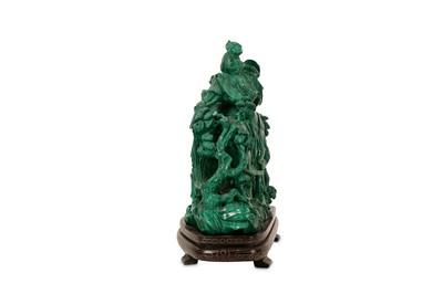 Lot 71 - A CHINESE MALACHITE CARVING OF A WARRIOR.