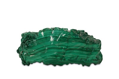 Lot 71 - A CHINESE MALACHITE CARVING OF A WARRIOR.