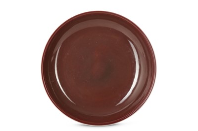 Lot 34 - A CHINESE COPPER RED-GLAZED DISH.