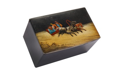 Lot 115 - A late 19th century Russian lacquer tea caddy,...