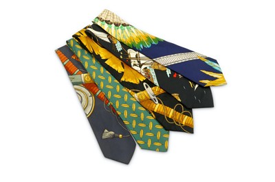 Lot 157 - Five Hermes Statement Silk Ties