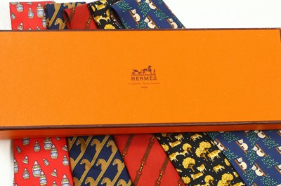 Lot 158 - Five Hermes Silk Ties