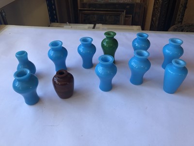 Lot 741 - ELEVEN CHINESE PEKING GLASS VASES.