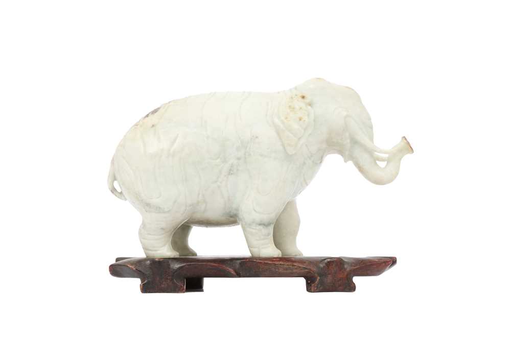 Lot 255 - A CHINESE JADEITE MODEL OF AN ELEPHANT.