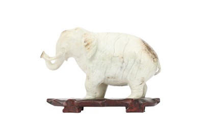 Lot 255 - A CHINESE JADEITE MODEL OF AN ELEPHANT.