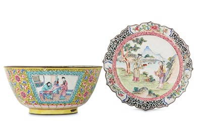 Lot 78 - TWO CHINESE FAMILLE ROSE CANTON ENAMEL PIECES....