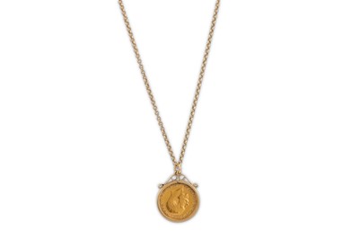 Lot 27 - A George V full sovereign pendant necklace