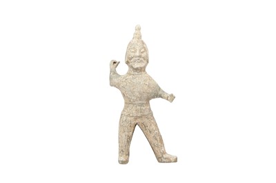 Lot 404 - A CHINESE POTTERY FIGURE OF AN ARCHER.