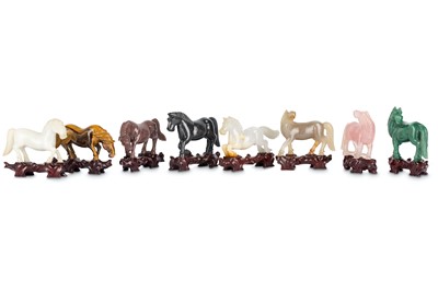 Lot 531 - EIGHT CHINESE HARDSTONE CARVINGS OF HORSES....