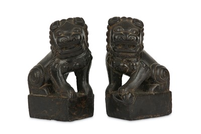 Lot 214 - A PAIR OF CHINESE STONE LION DOGS. Qing...