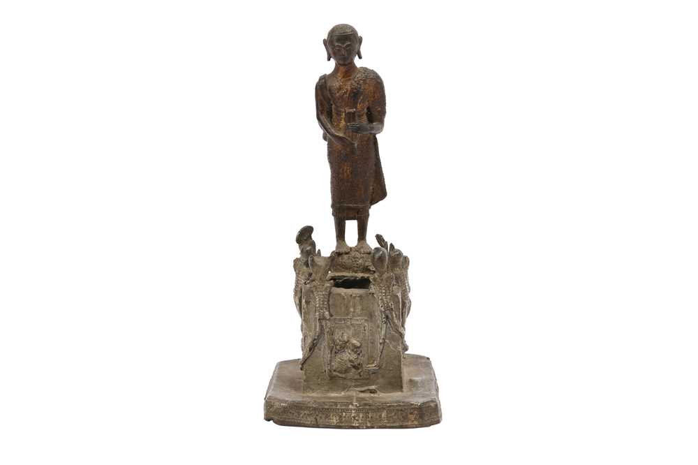 Lot 414 - A THAI BRONZE BUDDHIST SCULPTURE.