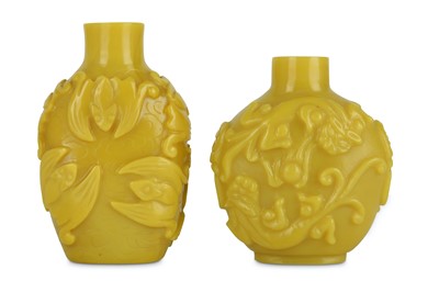 Lot 300 - Two Chinese yellow glass snuff bottles.