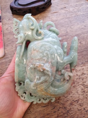 Lot 97 - A CHINESE JADEITE 'PHOENIX' VASE AND COVER.