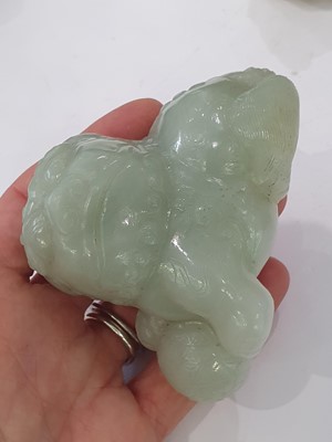 Lot 785 - A GROUP OF CHINESE JADE ANIMAL CARVINGS AND A 'PHOENIX' BOX AND COVER.