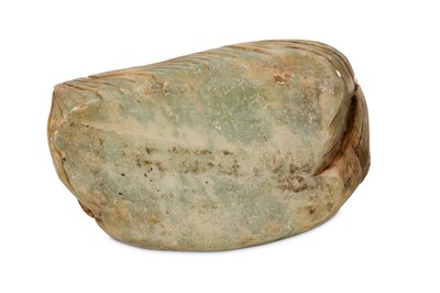 Lot 68 - A CHINESE PALE CELADON JADE 'TWIN FISH' CARVING.