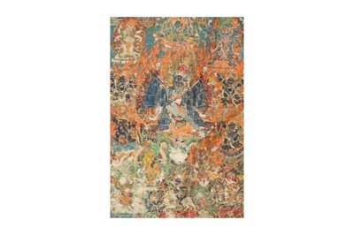 Lot 401 - A TIBETAN THANGKA OF THE GUARDIAN YAMANTAKA AND HIS CONSORT.