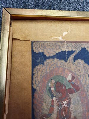 Lot 406 - A LARGE TIBETAN THANGKA OF YAMA DHAMARAJA.