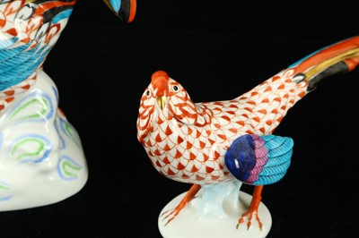 Lot 52 - A group of three Herend porcelain birds each...