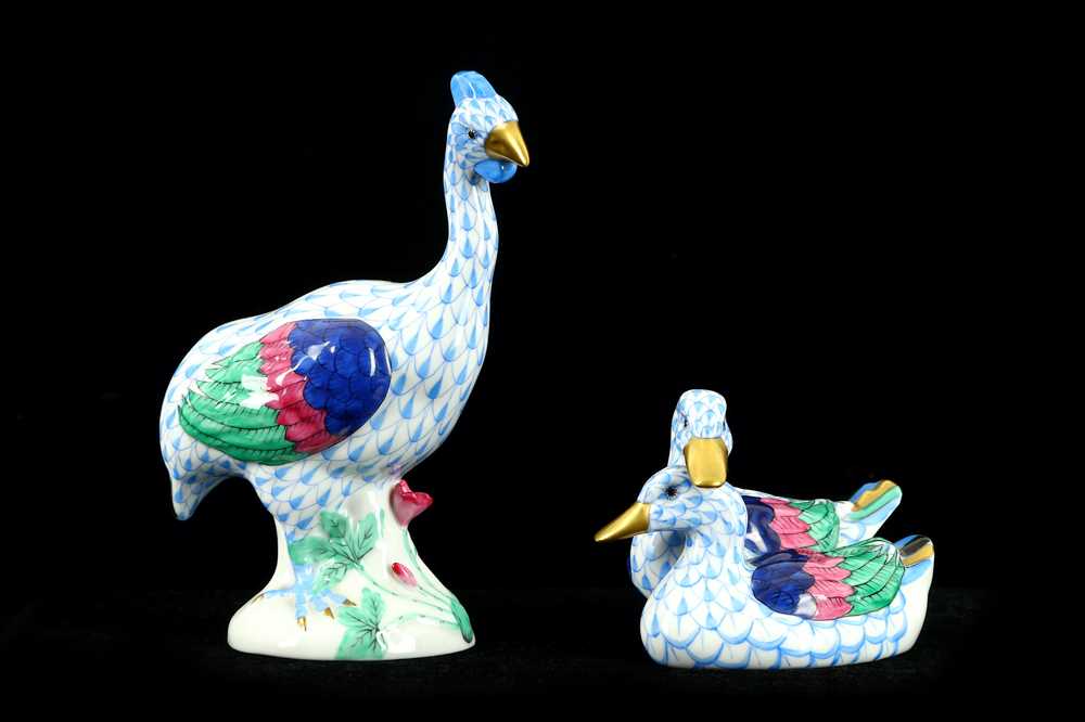 Lot 53 - A group of two Herend porcelain birds each...