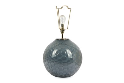 Lot 104 - A contemporary ball shaped steel blue blown...