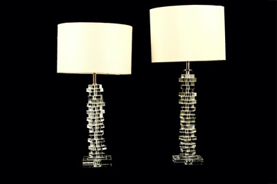 Lot 105 - Two contemporary Todd Hunter glass table lamps,...
