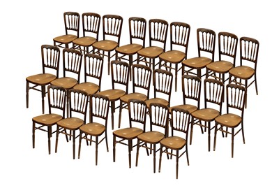 Lot 279 - A set of twenty four beech restaurant chairs,...