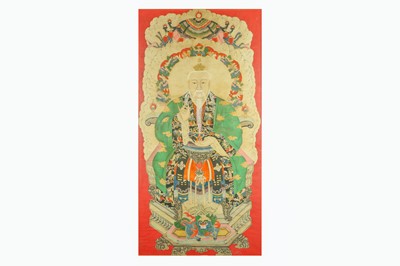 Lot 590 - A LARGE CHINESE PAINTING OF A SAGE. Late Qing...
