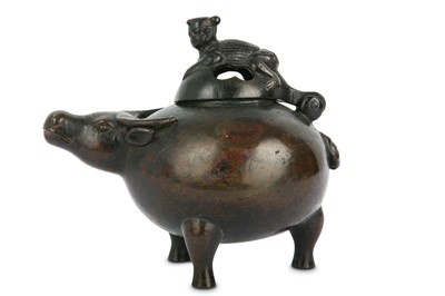 Lot 254 - A CHINESE BRONZE 'BOY AND OX' INCENSE BURNER...