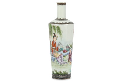 Lot 566 - A CHINESE FAMILLE ROSE ‘LADY AND BOY’ VASE....