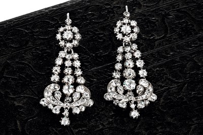 Lot 189 - A pair of mid 19th century diamond pendent...