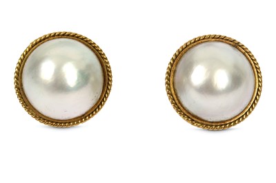 Lot 198 - A pair of mabé cultured pearl earrings, each...