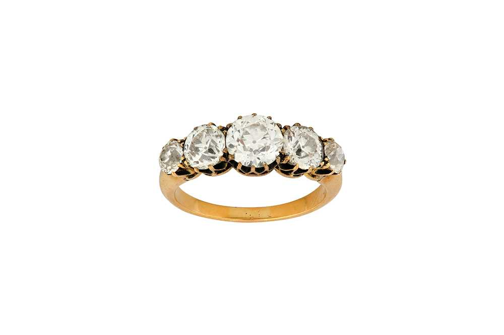 Lot 49 - A diamond five-stone ring Set with five...
