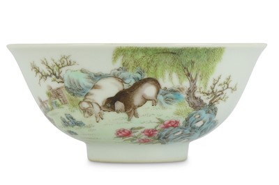Lot 129 - A CHINESE FAMILLE ROSE 'PIGS' CUP. Republic...