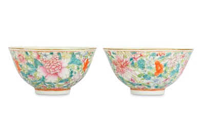 Lot 408 - A PAIR OF CHINESE FAMILLE ROSE 'MILLE FLEURS'...
