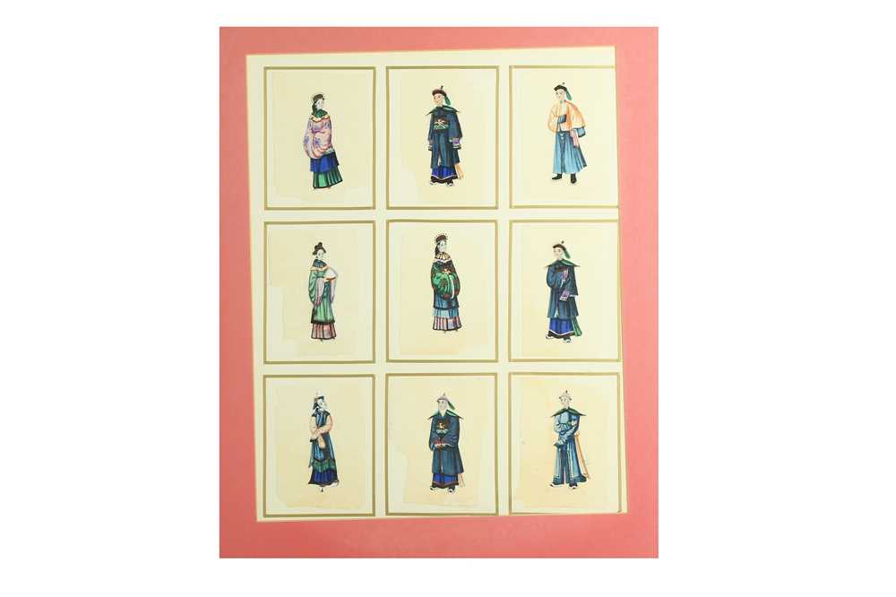 Lot 651 - A SET OF NINE CHINESE PITH PAPER PAINTINGS.