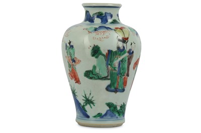 Lot 398 - A CHINESE WUCAI 'SAGE AND BOYS' BALUSTER VASE....